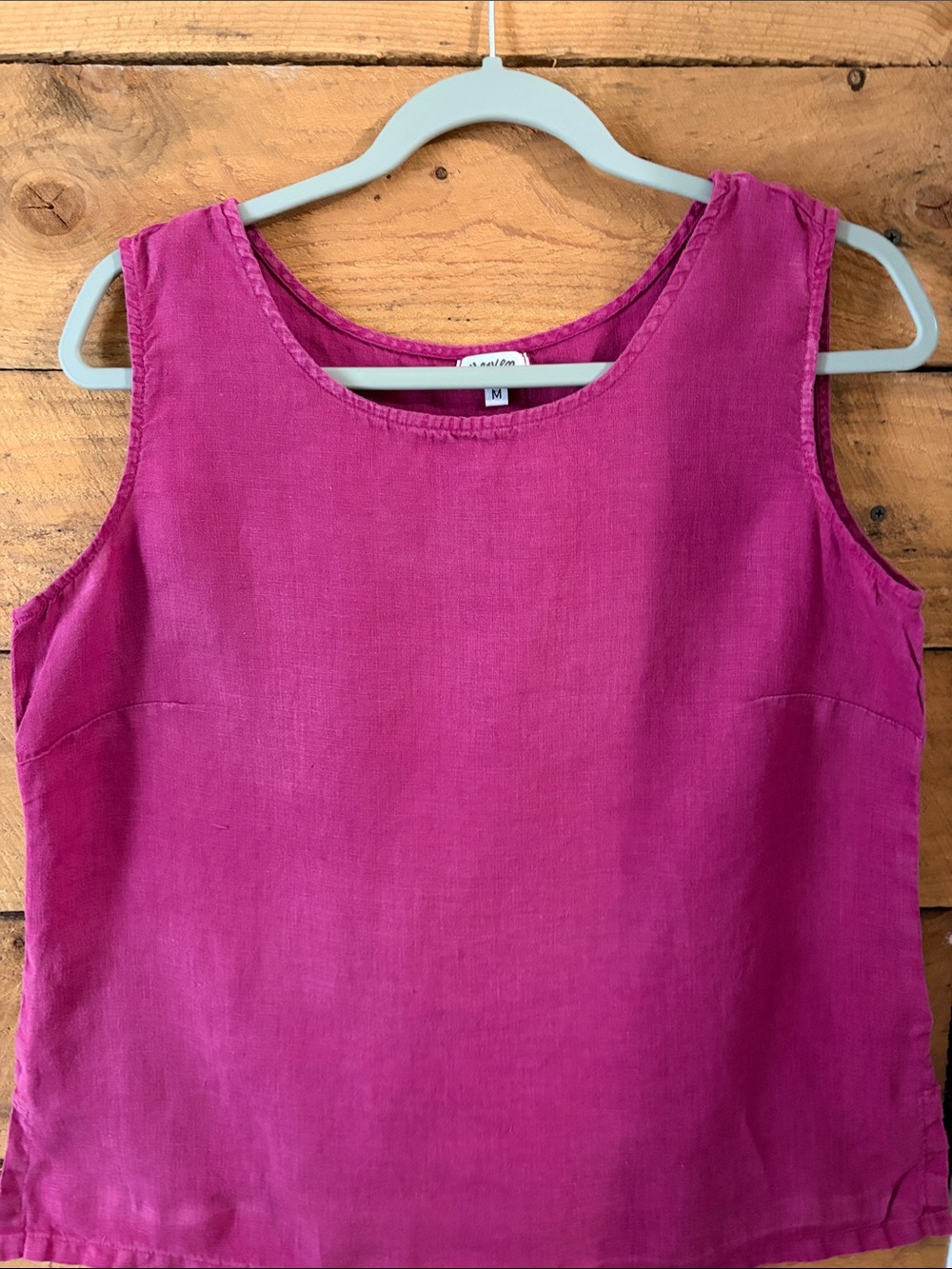 Vintage Magenta Linen Scoop Neck Tank